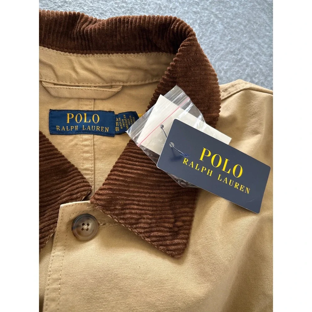 Polo Ralph Lauren Men's XL Tan Cotton Barn Coat Corduroy Collar Chore Jacket NWT